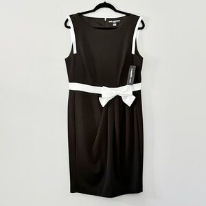 Karl Lagerfeld Scuba Crepe Bow Sheath Black Midi Dress